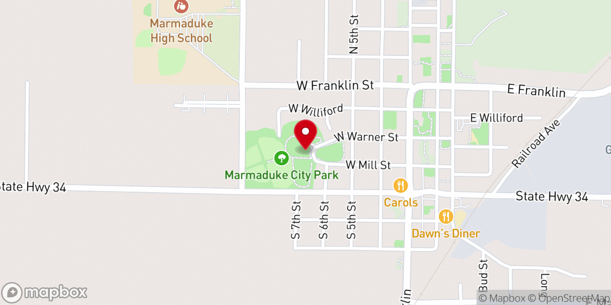 Map showing location of Marmaduke Community Center