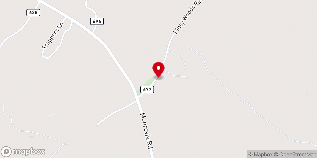 Map showing location of Shady Grove Baptist Church
