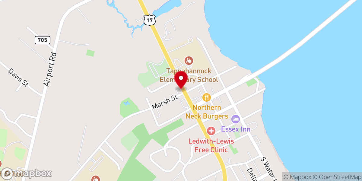 Map showing location of First Baptist Church - Food Distribution Center