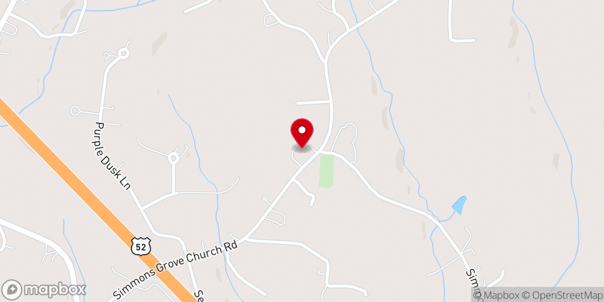 Map showing location of Simmons Grove Baptist Church