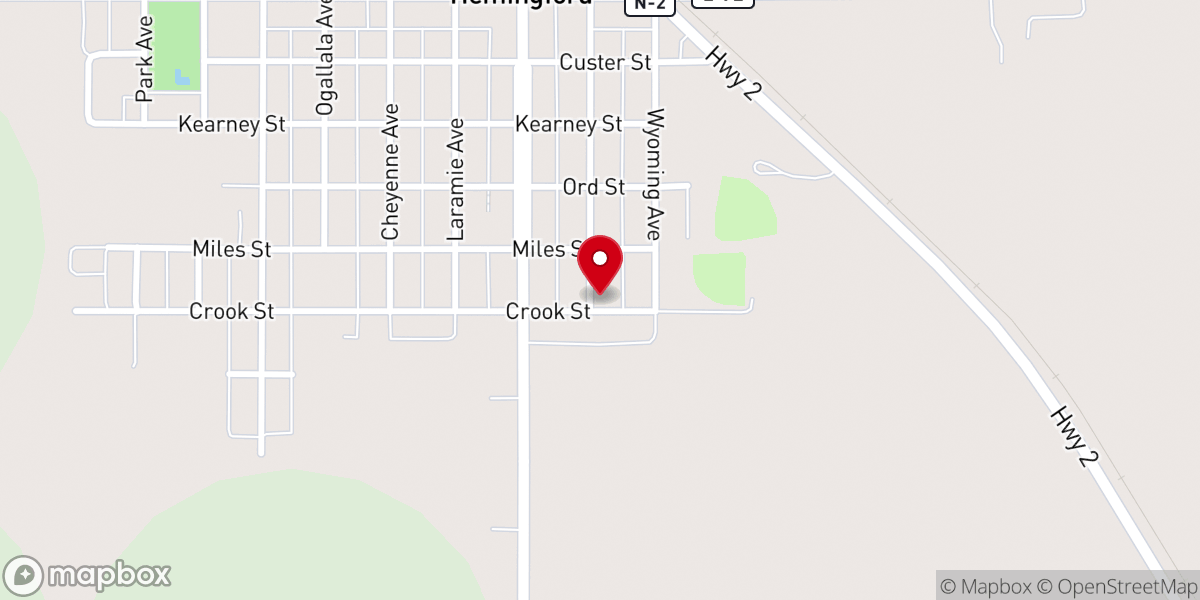 Map showing location of Hemingford Seventh-day Adventist Church