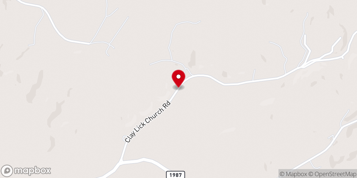 Map showing location of Clay Lick Church