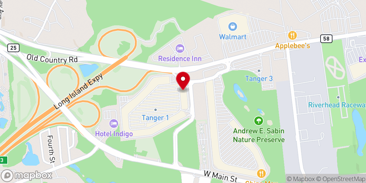 Map showing location of Tanger Outlets Riverhead