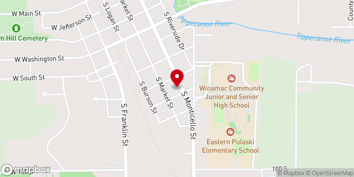 Map showing location of First Baptist Church