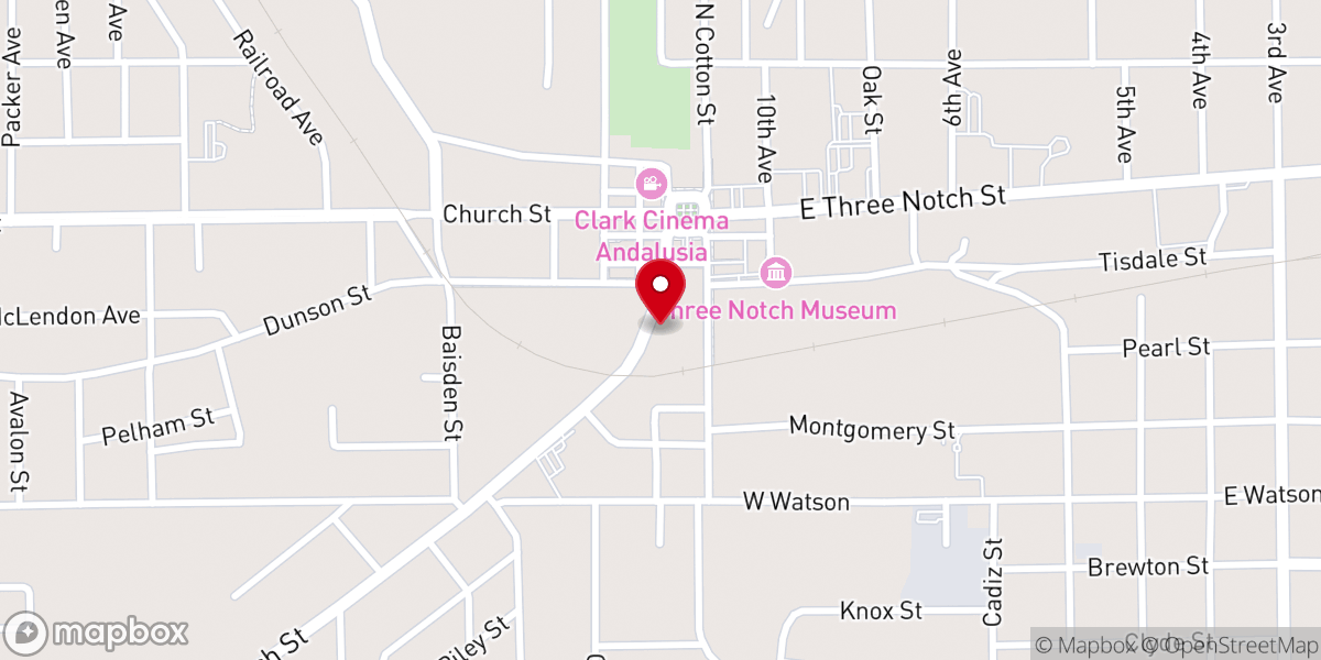 Map showing location of First Presbyterian Church