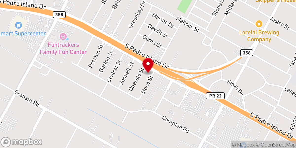 Map showing location of New Testament Christian Church Flour Bluff