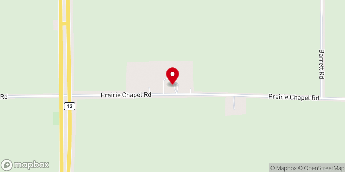 Map showing location of Prairie Chapel Church