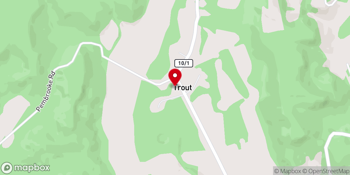 Map showing location of First Baptist Church of Trout