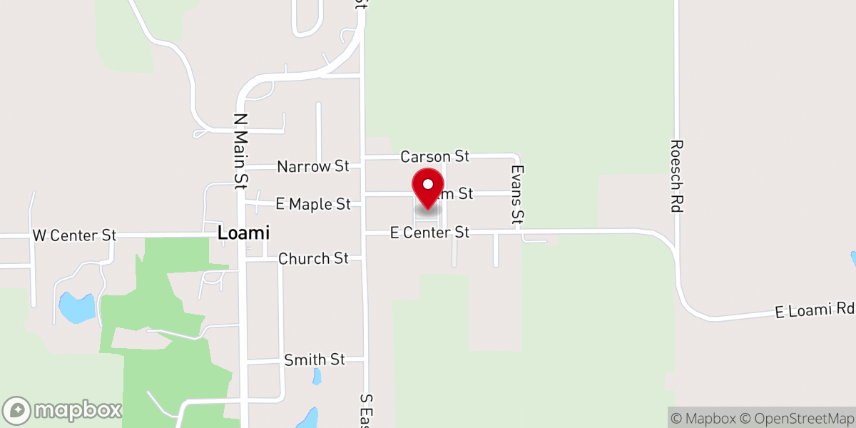 Map showing location of Loami Christian Church