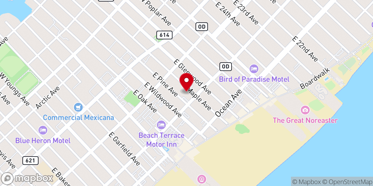 Map showing location of First Baptist Church of Wildwood