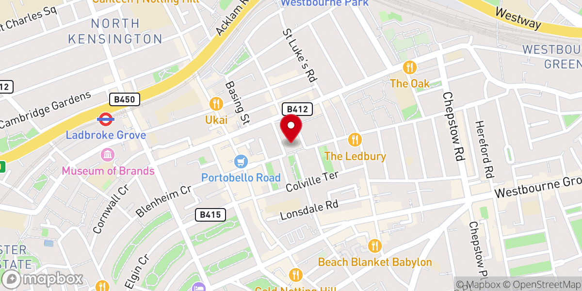 Map showing location of All Saints' Church, Notting Hill