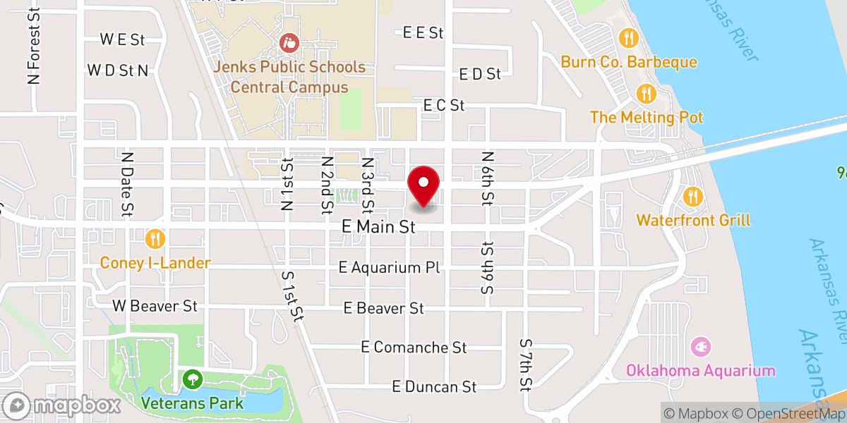 Map showing location of Jenks Methodist Church