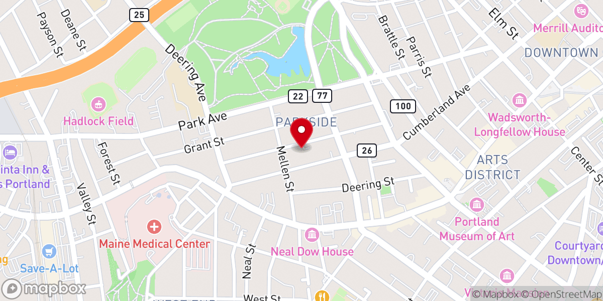 Map showing location of Catholic Charities Refugee & Immigration Services