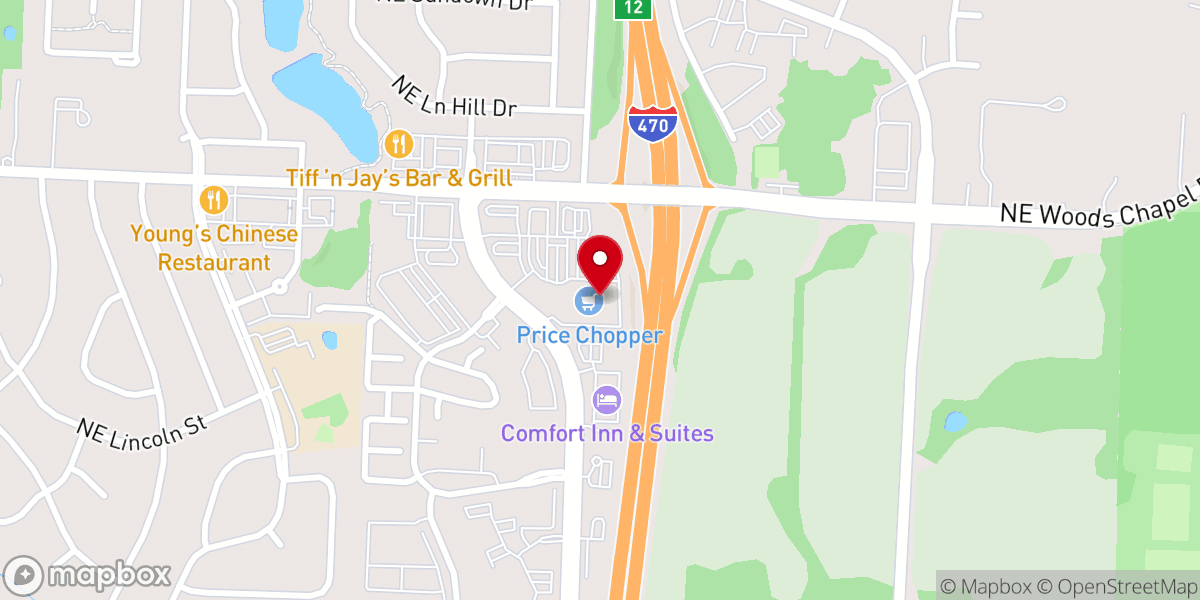 Map showing location of Chapel Ridge Shopping Center