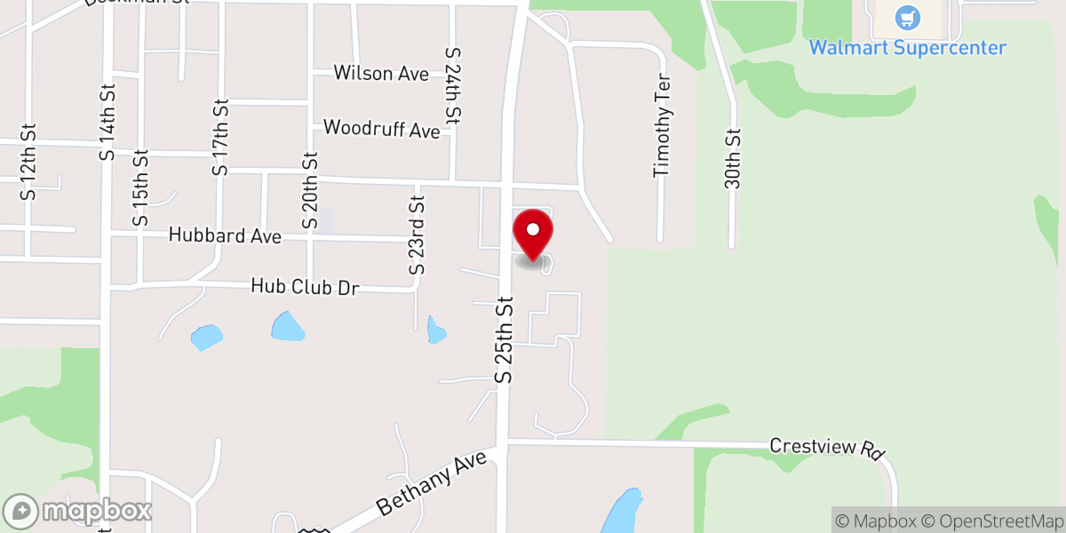 Map showing location of Hope Lutheran Church