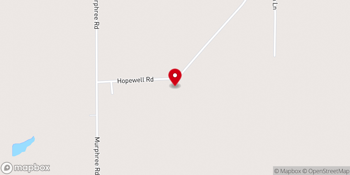 Map showing location of Hopewell Baptist Church