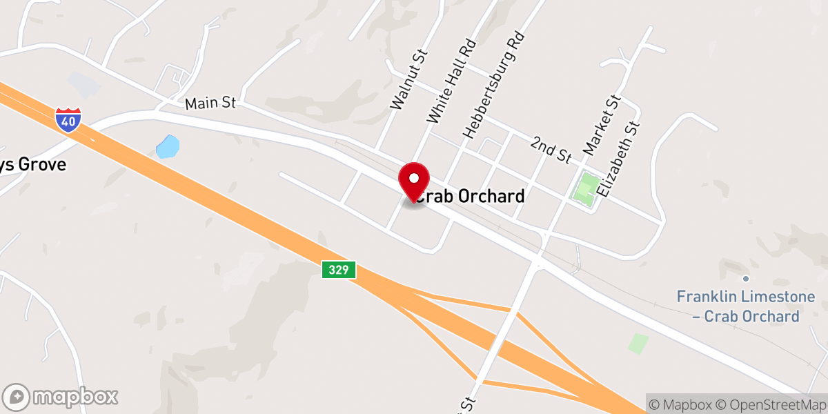 Map showing location of Old Crab Orchard Christian Church