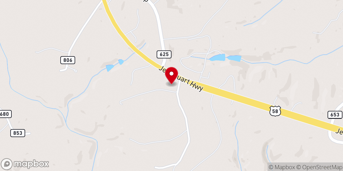 Map showing location of Patrick Springs Christian Church