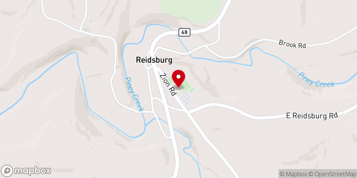 Map showing location of Zion Baptist Church