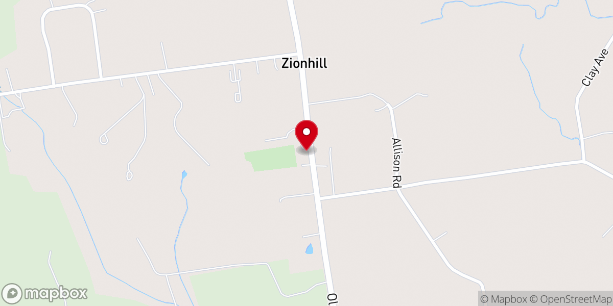 Map showing location of Zion Evangelical Lutheran Church