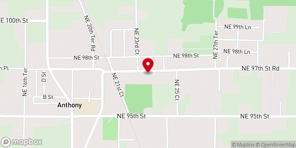 Map showing location of Anthony United Methodist Church