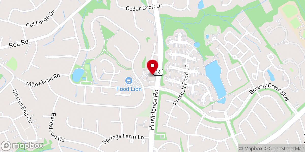 Map showing location of Mercy Church - Providence Road Campus