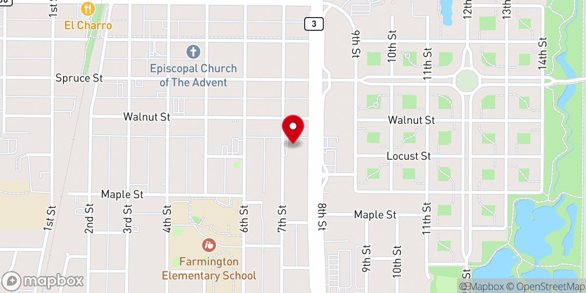 Map showing location of Faith United Methodist Church