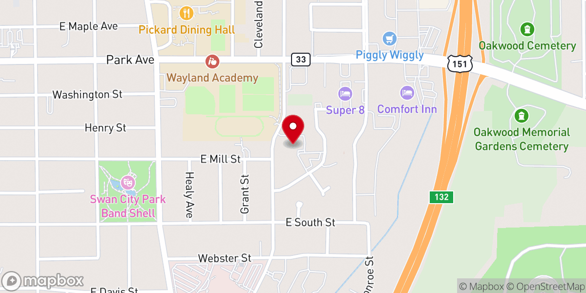 Map showing location of Peace Lutheran Church
