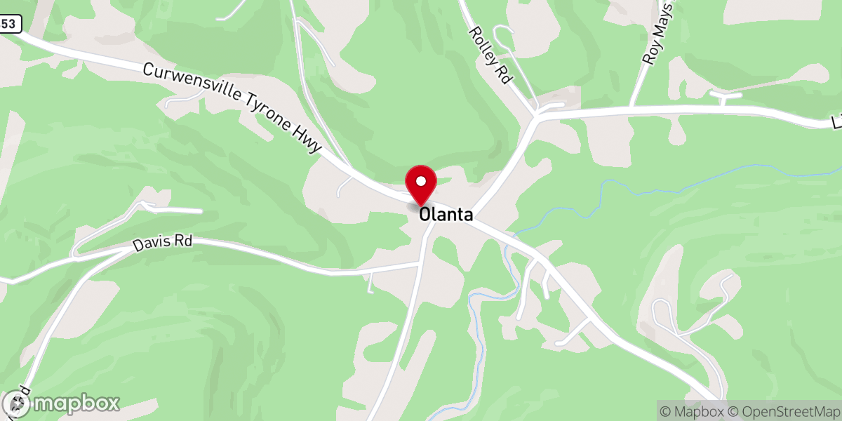 Map showing location of Olanta Lutheran Church
