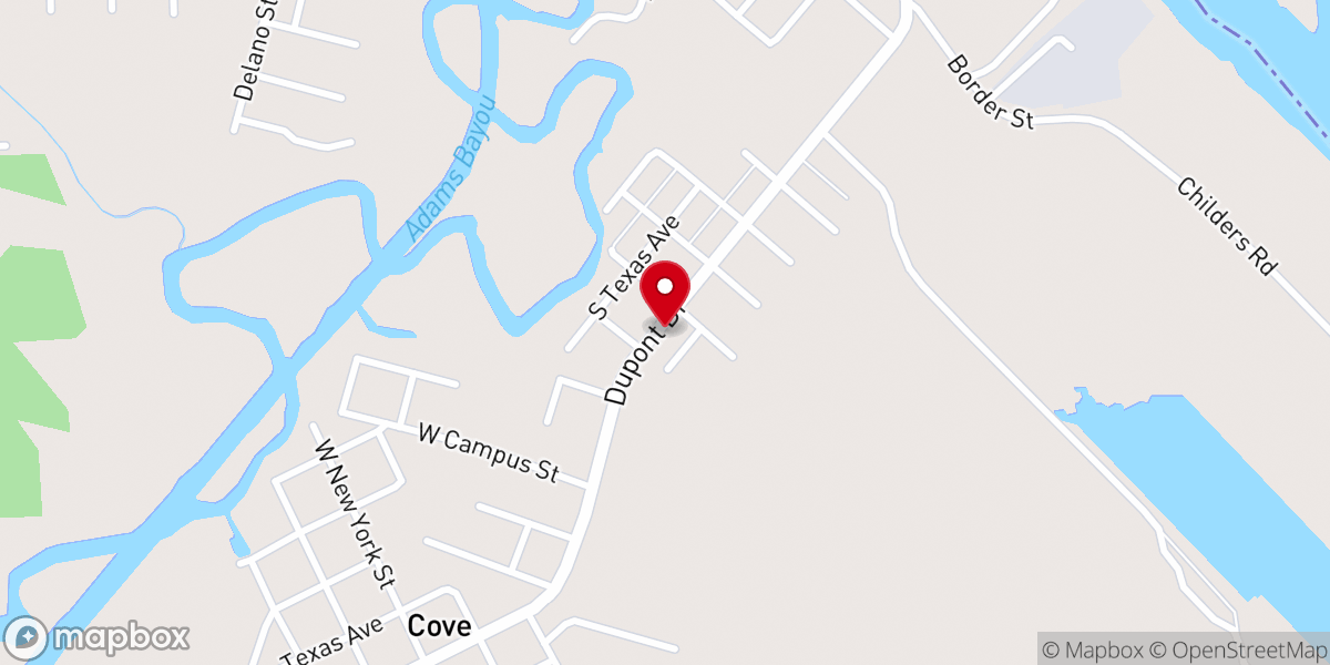 Map showing location of Cove Baptist Church