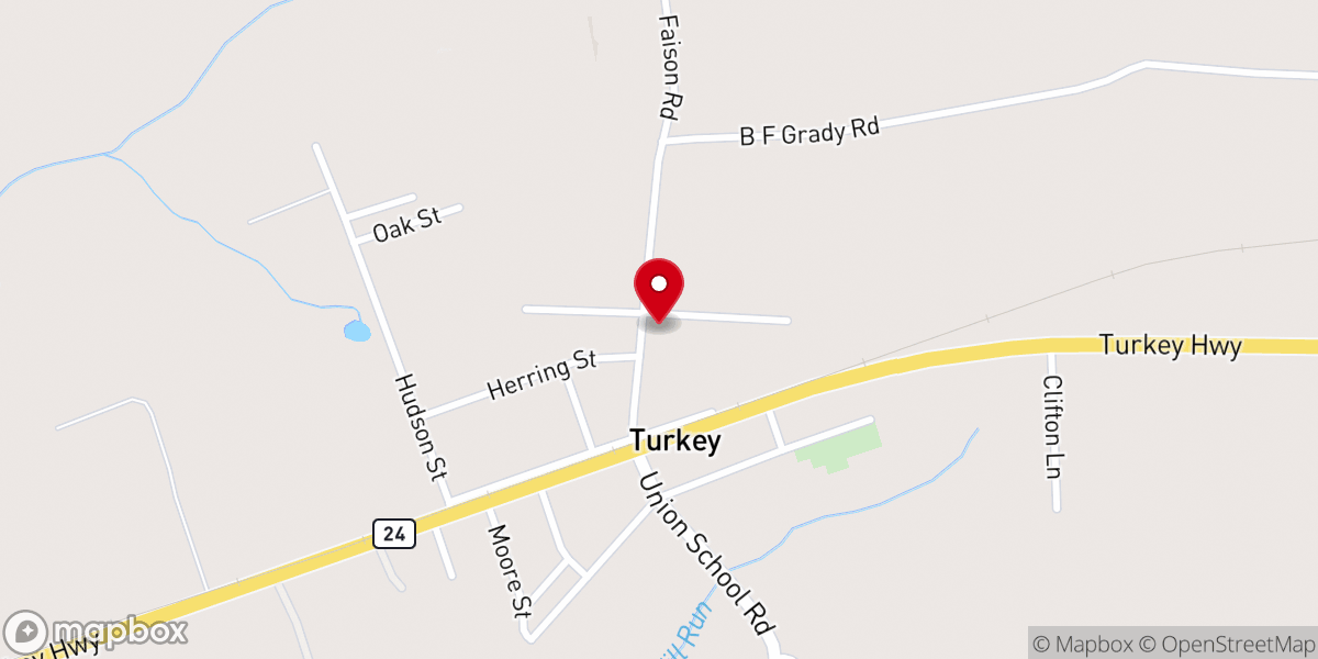 Map showing location of Turkey PFWB Church