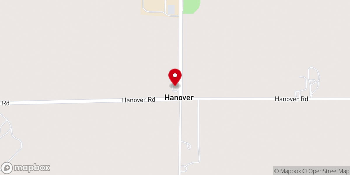 Map showing location of Hanover Community Church