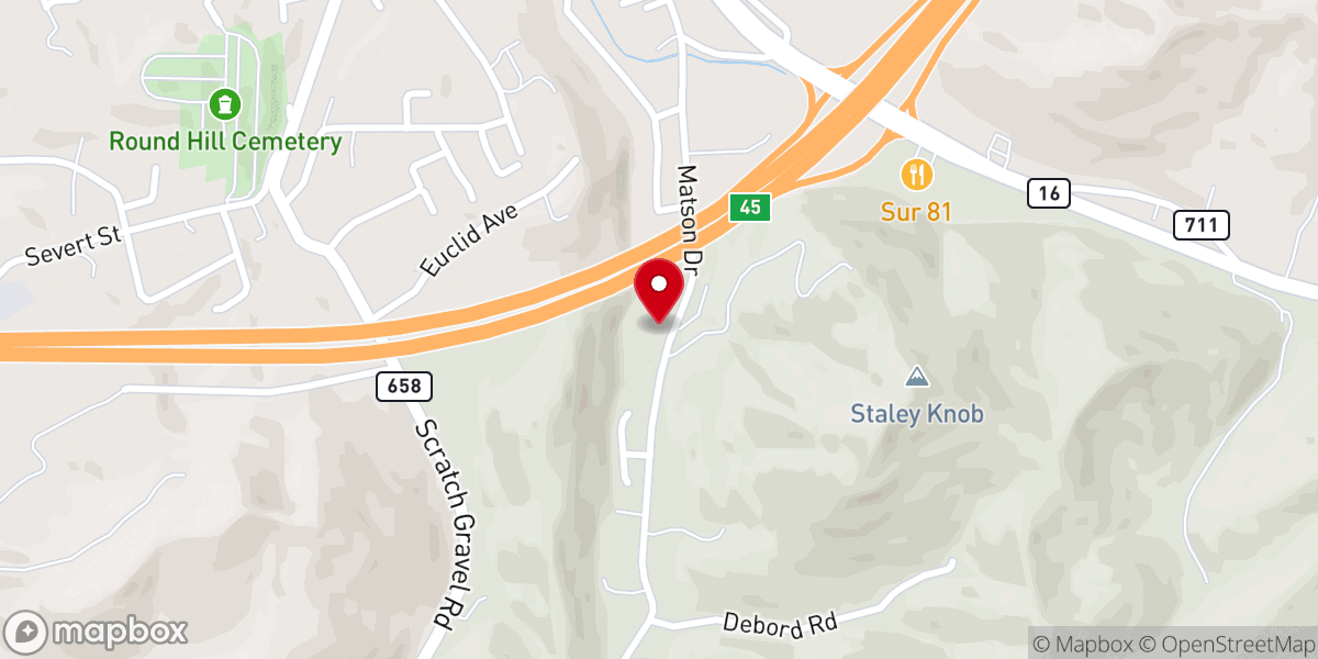 Map showing location of Calvary Baptist Church