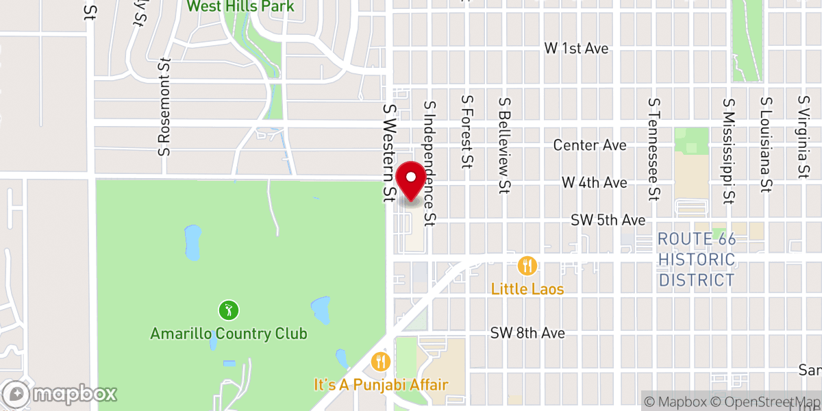 Map showing location of Amarillo Seventh-day Adventist Church