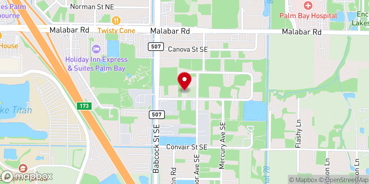 Map showing location of Christ Community Church South Brevard