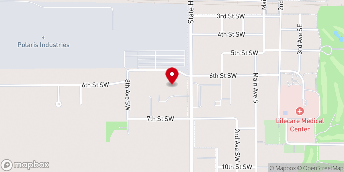 Map showing location of Roseau Community Church