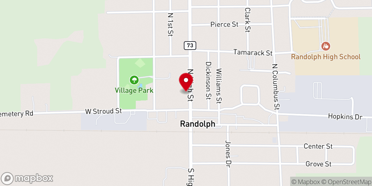 Map showing location of Randolph Methodist Parsonage