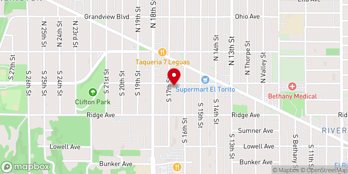 Map showing location of Grandview Park Presbyterian Church