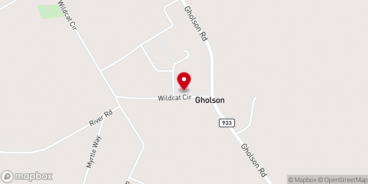 Map showing location of First Baptist Church of Gholson