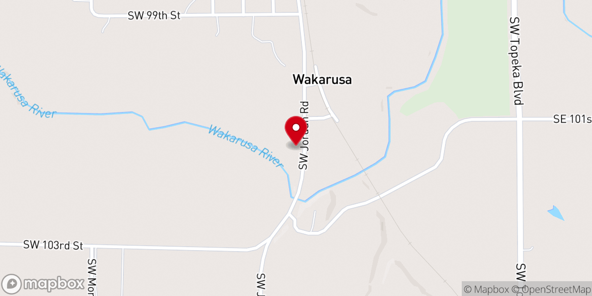 Map showing location of Wakarusa Presbyterian Church
