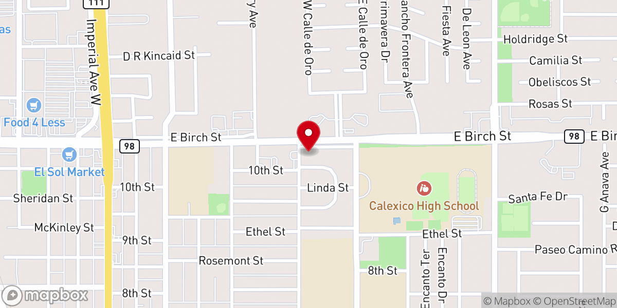 Map showing location of Calexico United Methodist Church