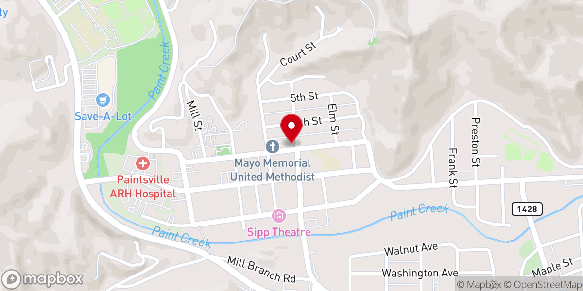 Map showing location of Paintsville First Church-Nazarene