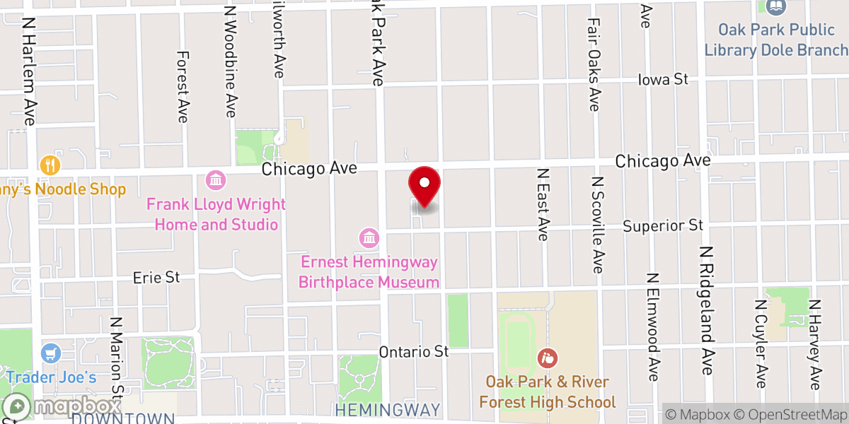 Map showing location of Unity Oak Park Spiritual & Family Center