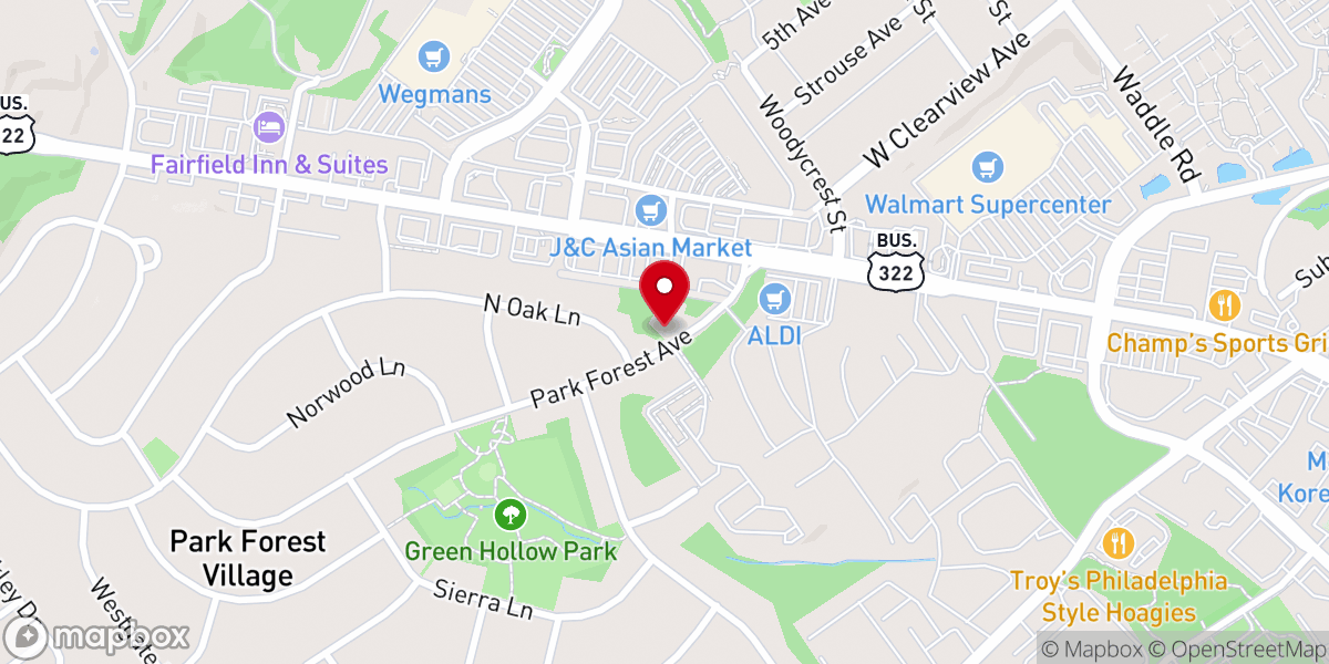 Map showing location of Park Forest Village United Methodist Church