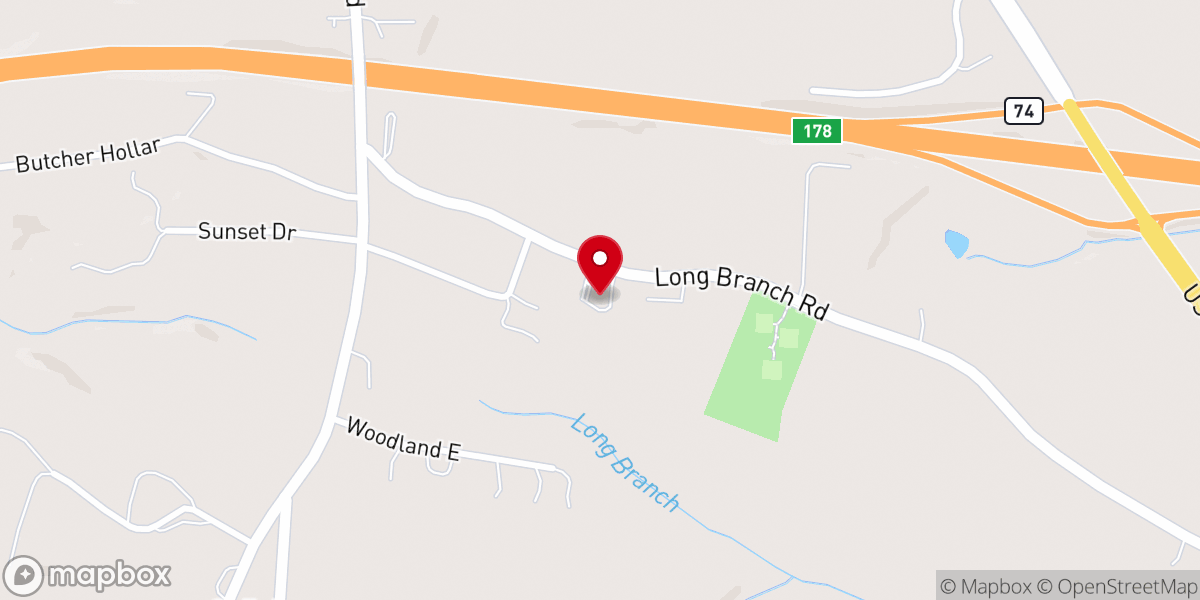 Map showing location of Long Branch Road Baptist Church