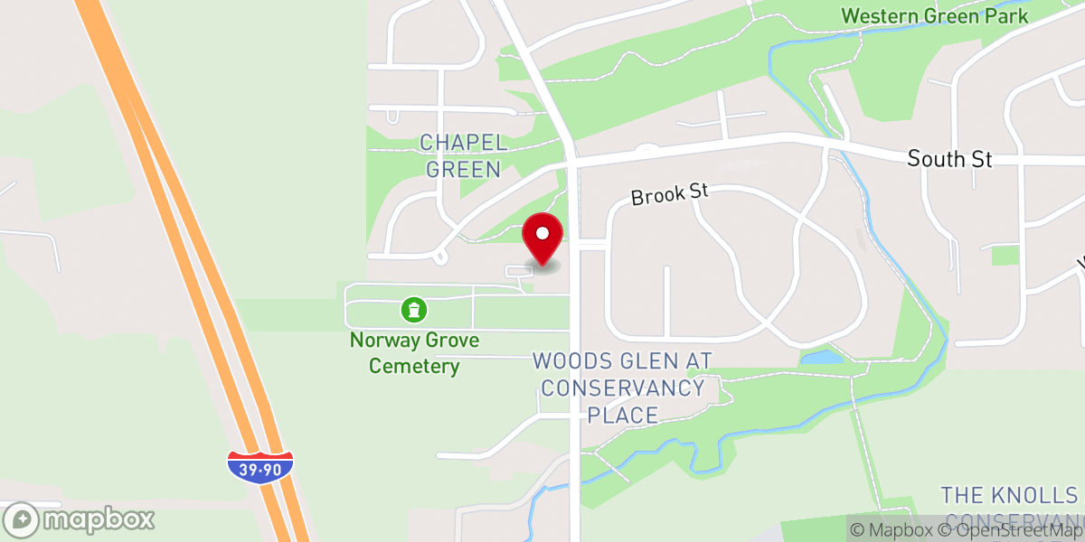 Map showing location of Norway Grove Memorial Lutheran Church