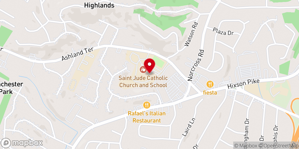 Map showing location of St. Jude Catholic Church