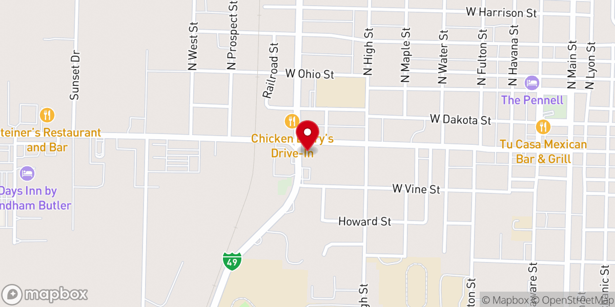 Map showing location of Koehn Bakery
