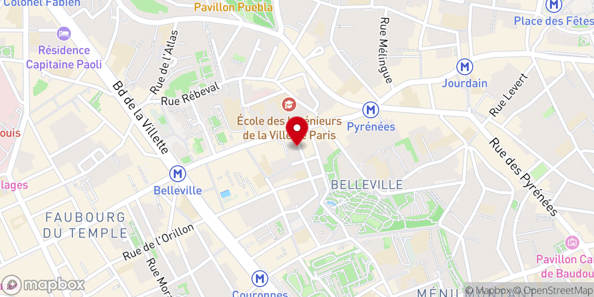 Map showing location of Église Protestante Unie de Belleville
