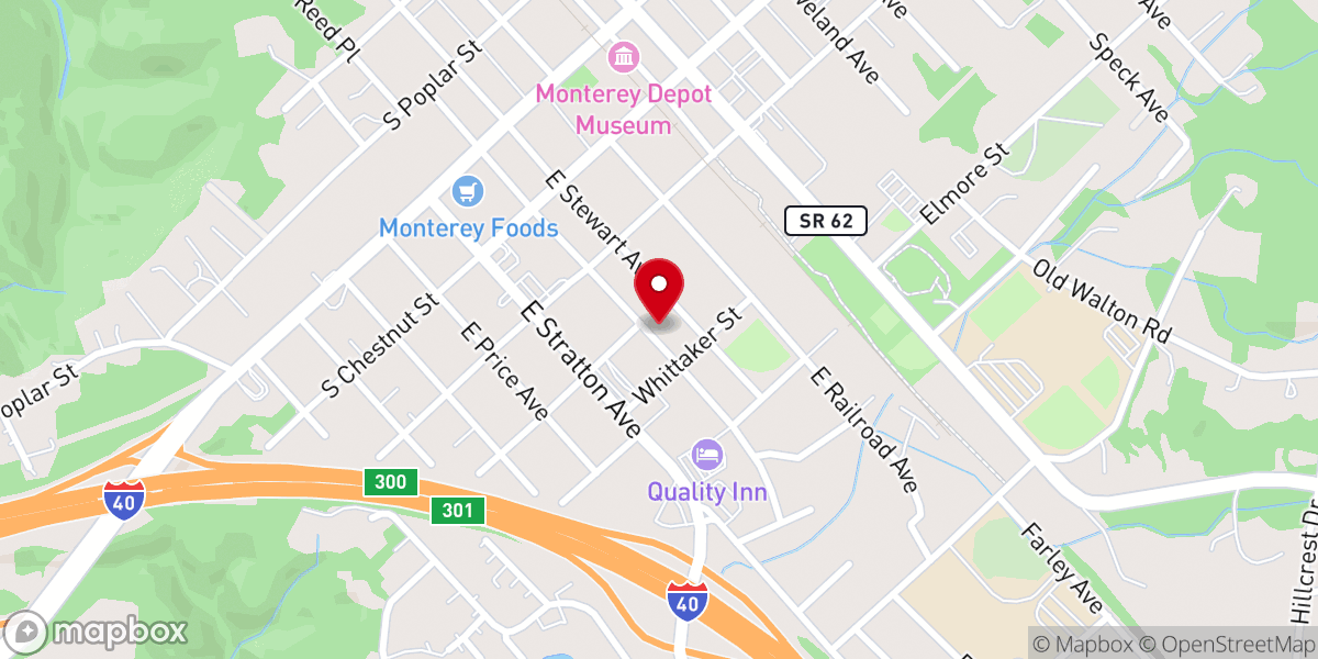 Map showing location of Monterey Wesleyan Church